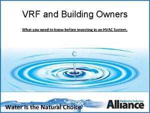 VRF and Building Owners What you need to