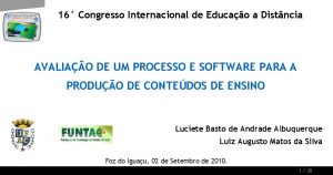 16 Congresso Internacional de Educao a Distncia AVALIAO