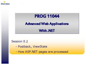 PROG 11044 Advanced Web Applications With NET Session