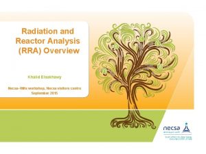 Radiation and Reactor Analysis RRA Overview Khalid Elsakhawy
