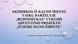 AKIMIRKOS I KAUNO MIESTO VAIK DARELYJE RUDNOSIUKAS VYKUSIO