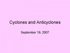 Cyclones and Anticyclones September 19 2007 Name that