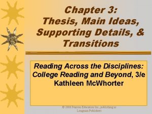 Chapter 3 Thesis Main Ideas Supporting Details Transitions