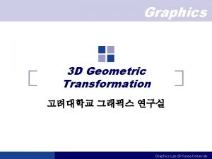 Graphics 3 D Geometric Transformation Graphics Lab Korea