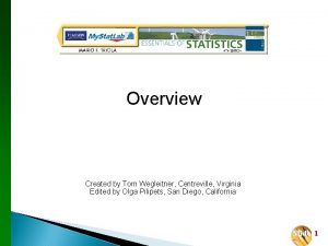 Overview Created by Tom Wegleitner Centreville Virginia Edited