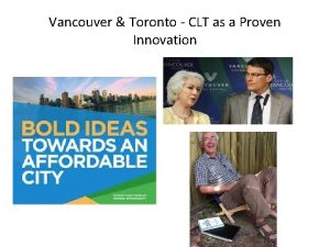 Vancouver Toronto CLT as a Proven Innovation Toronto