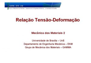 Relao TensoDeformao Mecnica dos Materiais 2 Universidade de