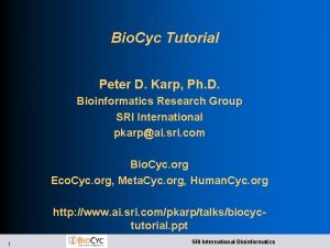 Bio Cyc Tutorial Peter D Karp Ph D