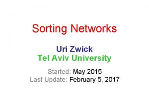 Sorting Networks Uri Zwick Tel Aviv University Started