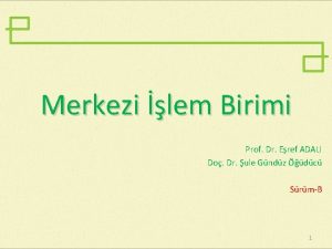 Merkezi lem Birimi Prof Dr Eref ADALI Do