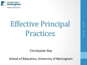 Christopher Day School of Education University of Nottingham
