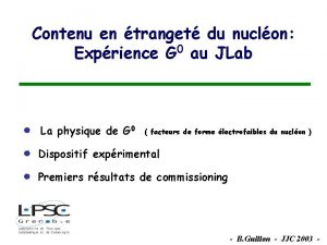 Contenu en tranget du nuclon 0 Exprience G