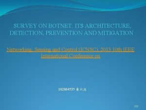 SURVEY ON BOTNET ITS ARCHITECTURE DETECTION PREVENTION AND