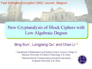 Fast Software Encryption 2009 Leuven Belgium New Cryptanalysis