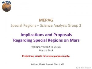 MEPAG Special Regions Science Analysis Group 2 Implications