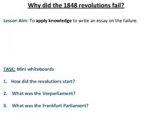 Why did the 1848 revolutions fail