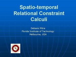 Spatiotemporal Relational Constraint Calculi Debasis Mitra Florida Institute