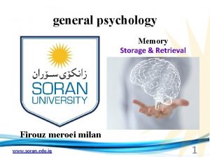 general psychology Memory Storage Retrieval Firouz meroei milan
