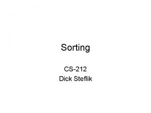 Sorting CS212 Dick Steflik Exchange Sorting Method make