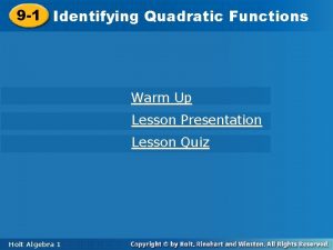 9 1 Identifying Quadratic Functions Warm Up Lesson