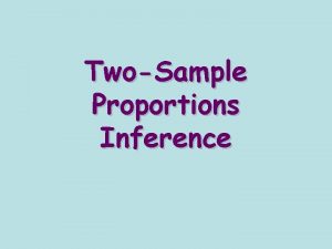 TwoSample Proportions Inference Sampling Distributions for the difference
