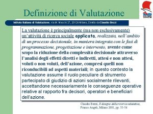 Definizione di Valutazione Istituto Italiano di Valutazione via