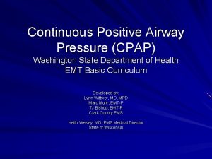 Continuous Positive Airway Pressure CPAP Washington State Department