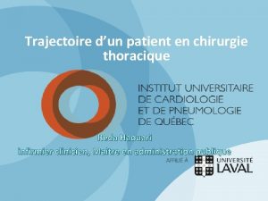 Trajectoire dun patient en chirurgie thoracique TITRE DE