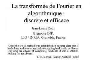 La transforme de Fourier en algorithmique discrte et