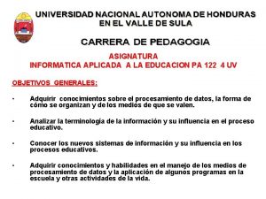 ASIGNATURA INFORMATICA APLICADA A LA EDUCACION PA 122