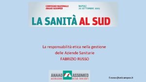 La responsabilit etica nella gestione delle Aziende Sanitarie