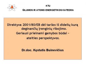 KTU ILUMOS IR ATOMO ENERGETIKOS KATEDRA Direktyva 200180EB