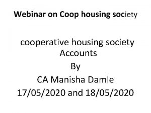 Webinar on Coop housing society cooperative housing society