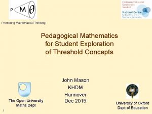 Promoting Mathematical Thinking Pedagogical Mathematics for Student Exploration