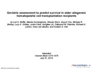 Geriatric assessment to predict survival in older allogeneic