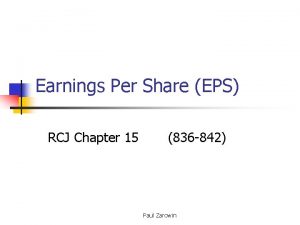 Earnings Per Share EPS RCJ Chapter 15 836