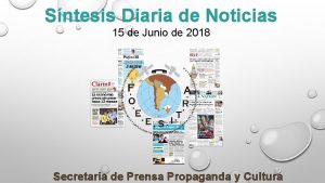 Sntesis Diaria de Noticias 15 de Junio de