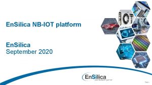 En Silica NBIOT platform En Silica September 2020