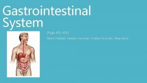 Gastrointestinal System Page 401 438 Dawn Hubbell Katelyn