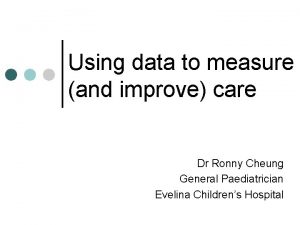 Using data to measure and improve care Dr