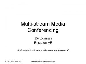 Multistream Media Conferencing Bo Burman Ericsson AB draftwesterlundcluemultistreamconference00