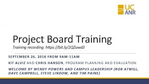 Project Board Training recording https bit ly2 QZuwd