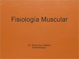 Fisiologa Muscular Dr Ren Cevo Salinas Anestesilogo Generalidades