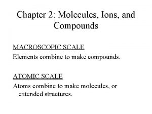 Chapter 2 Molecules Ions and Compounds MACROSCOPIC SCALE