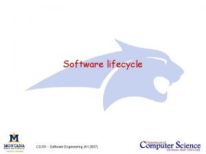 Software lifecycle CS 351 Software Engineering AY 2007