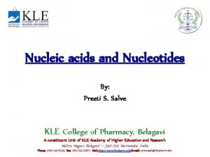 Nucleic acids and Nucleotides By Preeti S Salve