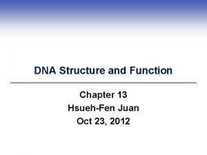 DNA Structure and Function Chapter 13 HsuehFen Juan