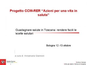 Progetto CCMRER Azioni per una vita in salute