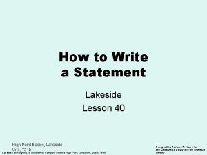 How to Write a Statement Lakeside Lesson 40