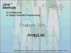 Java Methods TM Maria Litvin Gary Litvin An